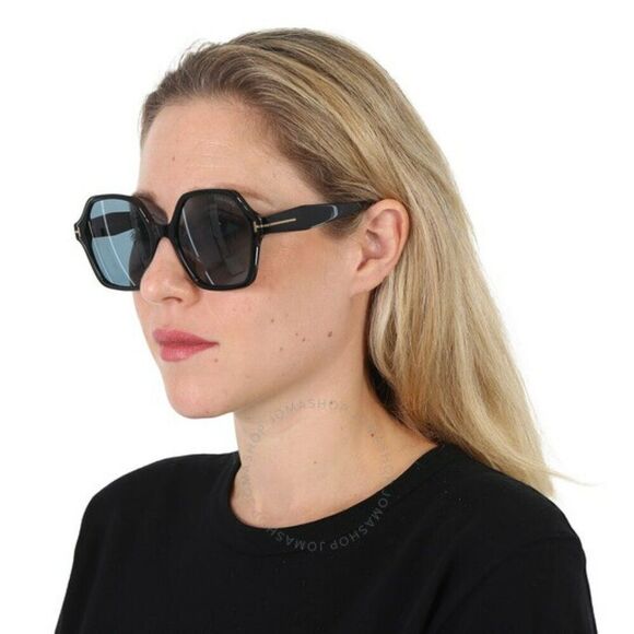 NEW Tom Ford FT1032-F ROMY 01A Black Blue Square Oversized Women Sunglasses - Picture 6 of 11